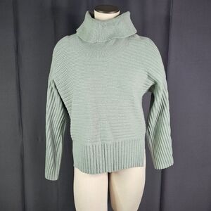Anthropologie Moth Ribbed Turtleneck Knit Green Sweater